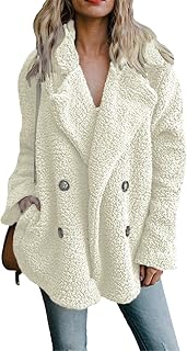 OMZIN Women's Casual Coat Faux Lapel Long Sleeve Apparel Front Pockets Piped Crossover Coat S-5XL