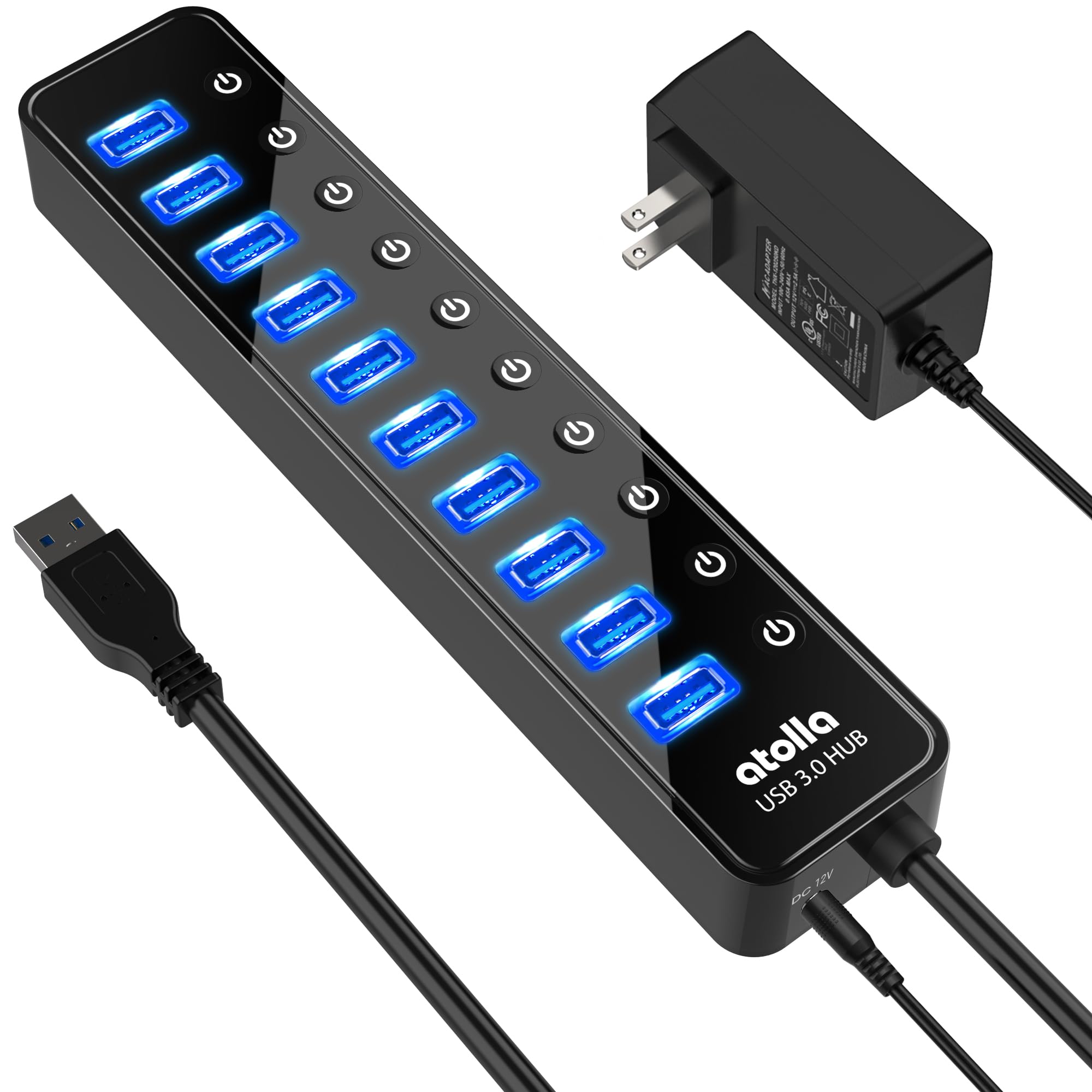 USB 3.0 Hub Powered atolla USB Hub 10 Port USB Hub Self Powered USB Hub 5Gbps Hi