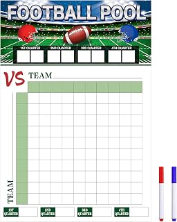 Large Football Pool Poster Squares 100 Grids Score Record Poster Football Party Supplies 16.2 X 23.6 Inch Super Game Bowl Party Decorations 2026 Indoor Outdoor (Blue)