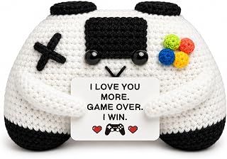 Gamer Gifts for Boyfriend Girlfriend, Funny I Love You Crochet Game Controller, Romantic Valentine's Day Gifts for Him Her, Handmade Positive Crochet Keepsake, Anniversary Birthday Gaming Desk Decor