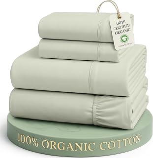 Lane Linen Queen Bed Sheets 100% Organic Cotton, GOTS Certified - Mineral