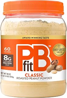 PBfit Classic Peanut Butter Powder 30 Oz, Peanut Spread with 8g Protein | Real Roasted Peanut, Gluten-Free, 60 Calories, Protein Powder, Low Fat, Pantry Staple, Smoothie, Oatmeal