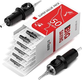 Stigma #10 (3RL) Bugpin Disposable Tattoo Needle Cartridges with Membrane Safety Cartridges for Tattoo Artists Round Liner 50Pcs Super Value Pack EN05-50-1003RL
