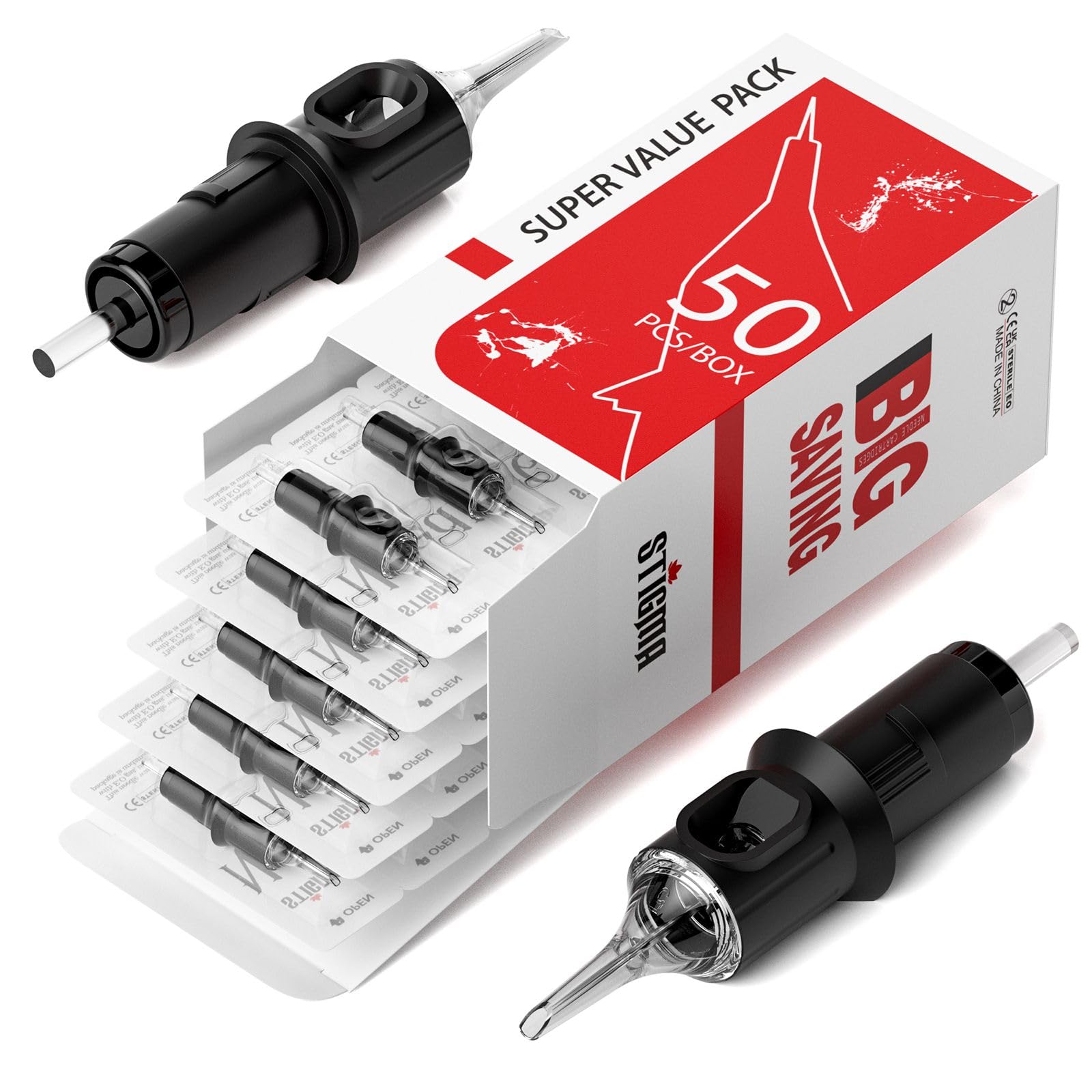 Stigma #10 (3RL) Bugpin Disposable Tattoo Needle Cartridges with Membrane Safety