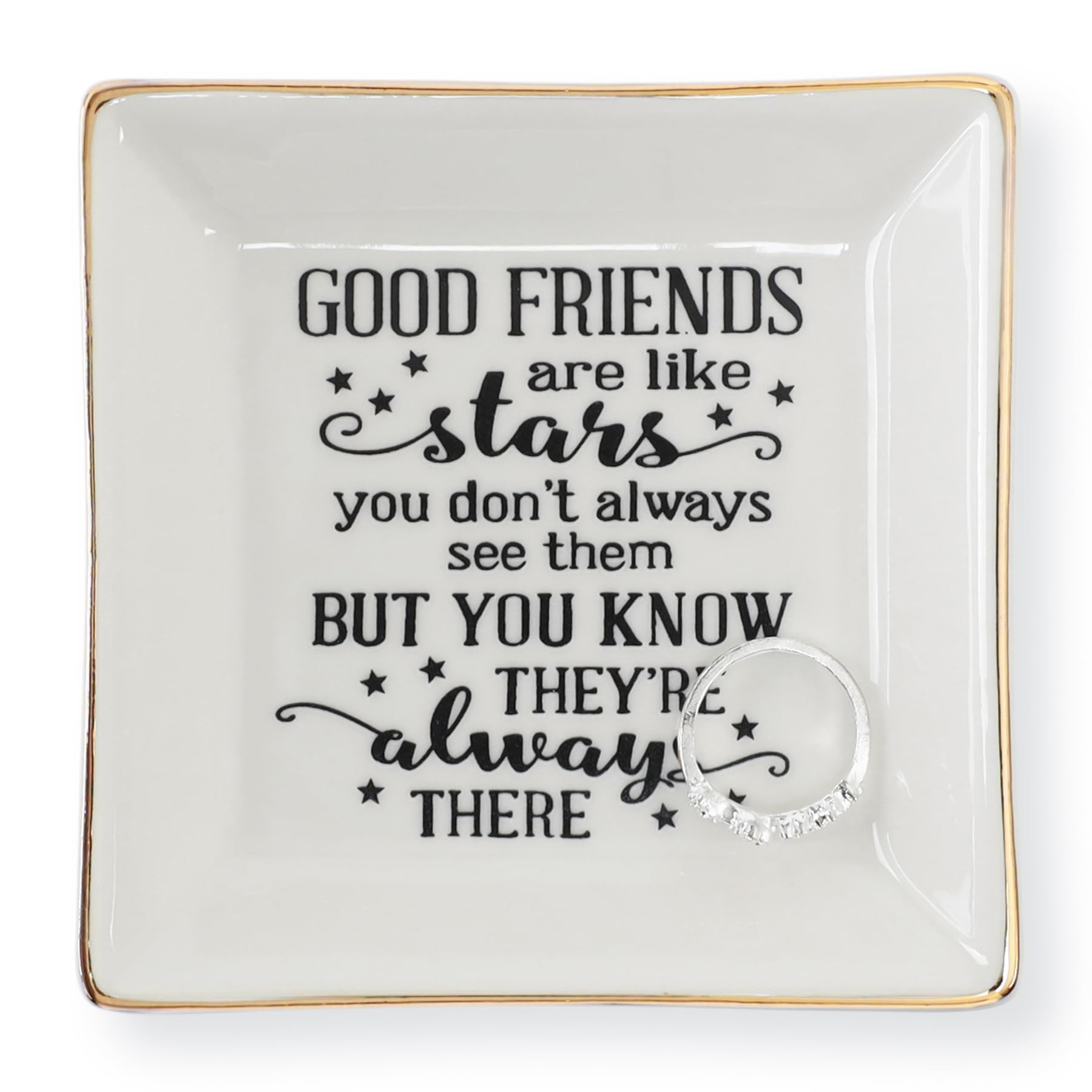 HOME SMILE Good Friends Bestie Birthday Gifts for Women Her Ring Trinket Dish Je