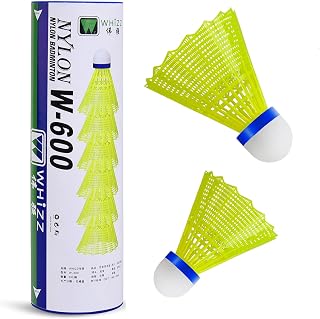 BAIHUALIN WHiZZ Badminton Shuttlecocks Durable Balls for Recreation Games | Great Durability & Stability, Nylon, Pack of 6/12, 2 Colors Yellow/White, Suitable for Indoor Outdoor Leisure Activities