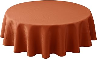 Fall Round Tablecloth 60"-Thanksgiving Autumn Fabric Textured Table Cloths | Fits 24"-48" Small Tables-Rust Harvest Gathering Water Resistant Washable Table Cover-Kitchen Dining Outdoor Holiday Parties