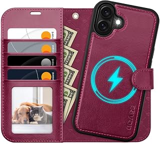 OCASE 2 in 1 Detachable Magnetic Case for iPhone 16 Plus Burgundy