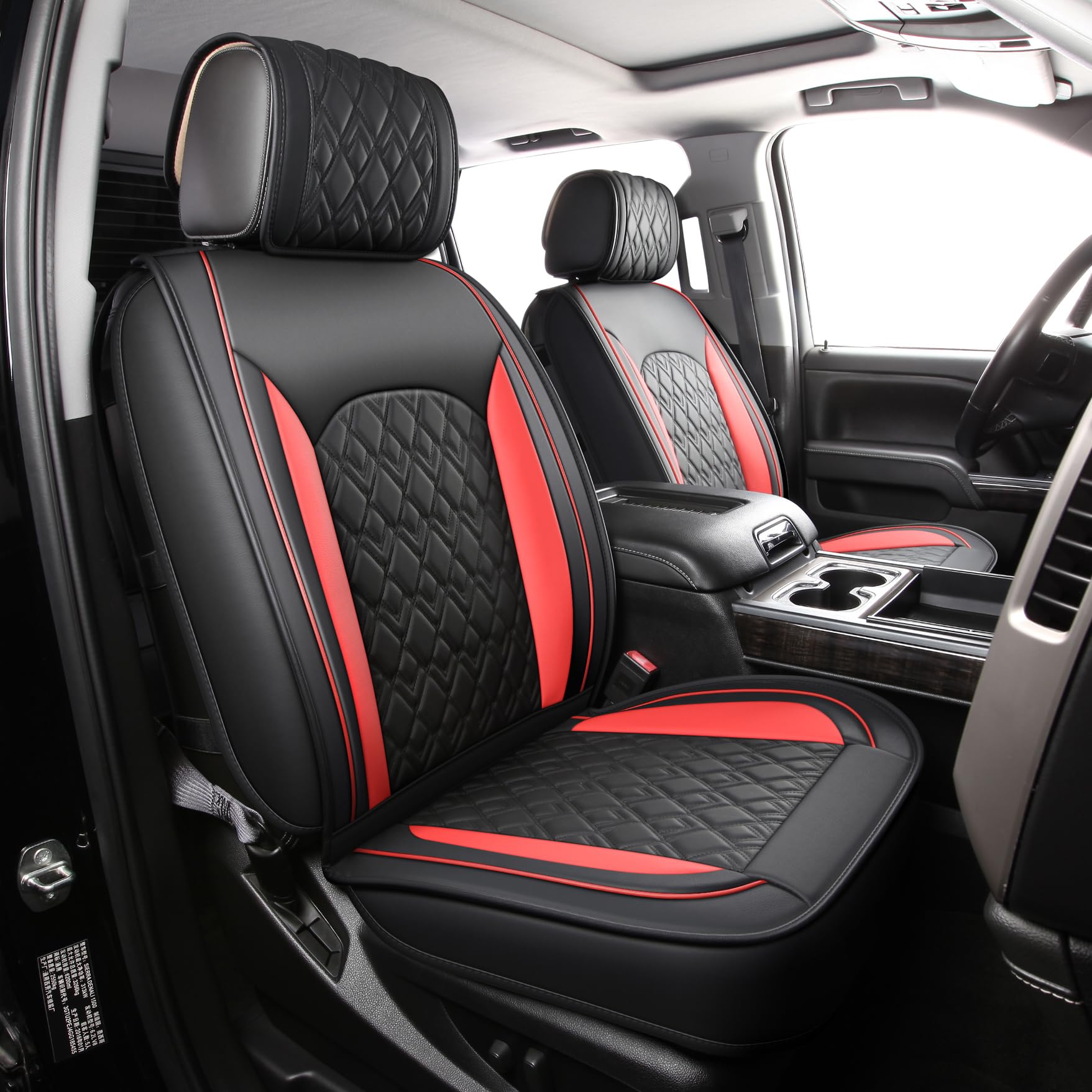 JOJOBAY Chevy Silverado Seat Covers,Leather Seat Covers for GMC Sierra,Custom Fi