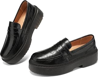 BEAUSEEN Women's Platform Chunky Penny Loafers Comfortable Lug Sole Slip-On Business Work Casual Dressy Shoes