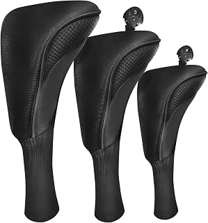 FINGER TEN Golf Club Covers Woods | 3 Pack Driver Fairway Hybrid , Interchangeable Number Tags for Identification,Durable Scratch Resistant,Fit All Wood Clubs