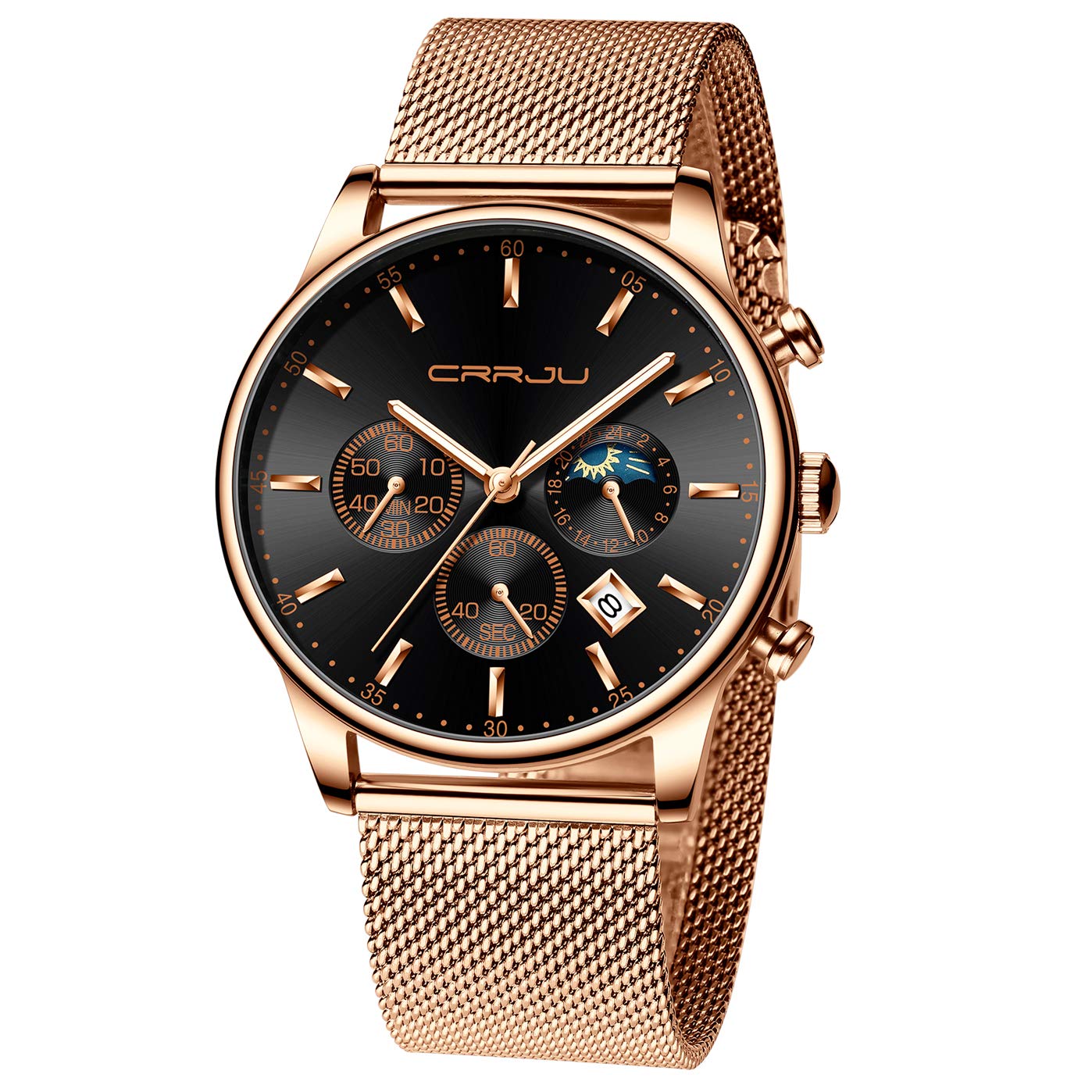 CRRJU Men's Fashion Casual Watches Auto Date Chronograph Watch Men Nice Work Wat