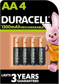 Duracell AA Rechargeable Batteries (Pack of 4), 1300 mAh NiMH, 2000 Cycles, pre-Charged, Long Lasting Power
