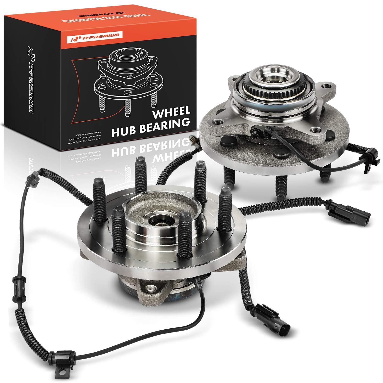 A-Premium 2 x Front Wheel Bearing and Hub Assembly with ABS & 6-Lug | Compatible
