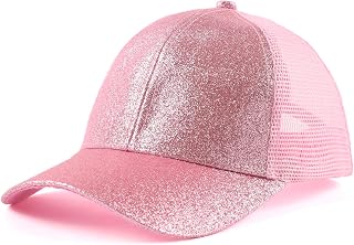 Zsedrut Tolddler Girls Baseball Cap Kids Glitter Trucker Hats Adjustable Summer Sun Hat Mesh Ponytail Caps