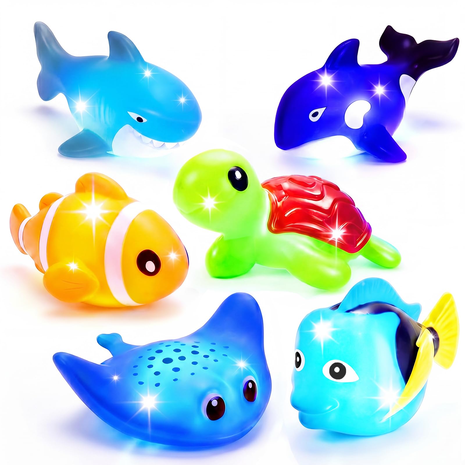 Light Up Bath Toys,Mold Free No Hole Baby Bath Toys for Toddlers,Water-Activated