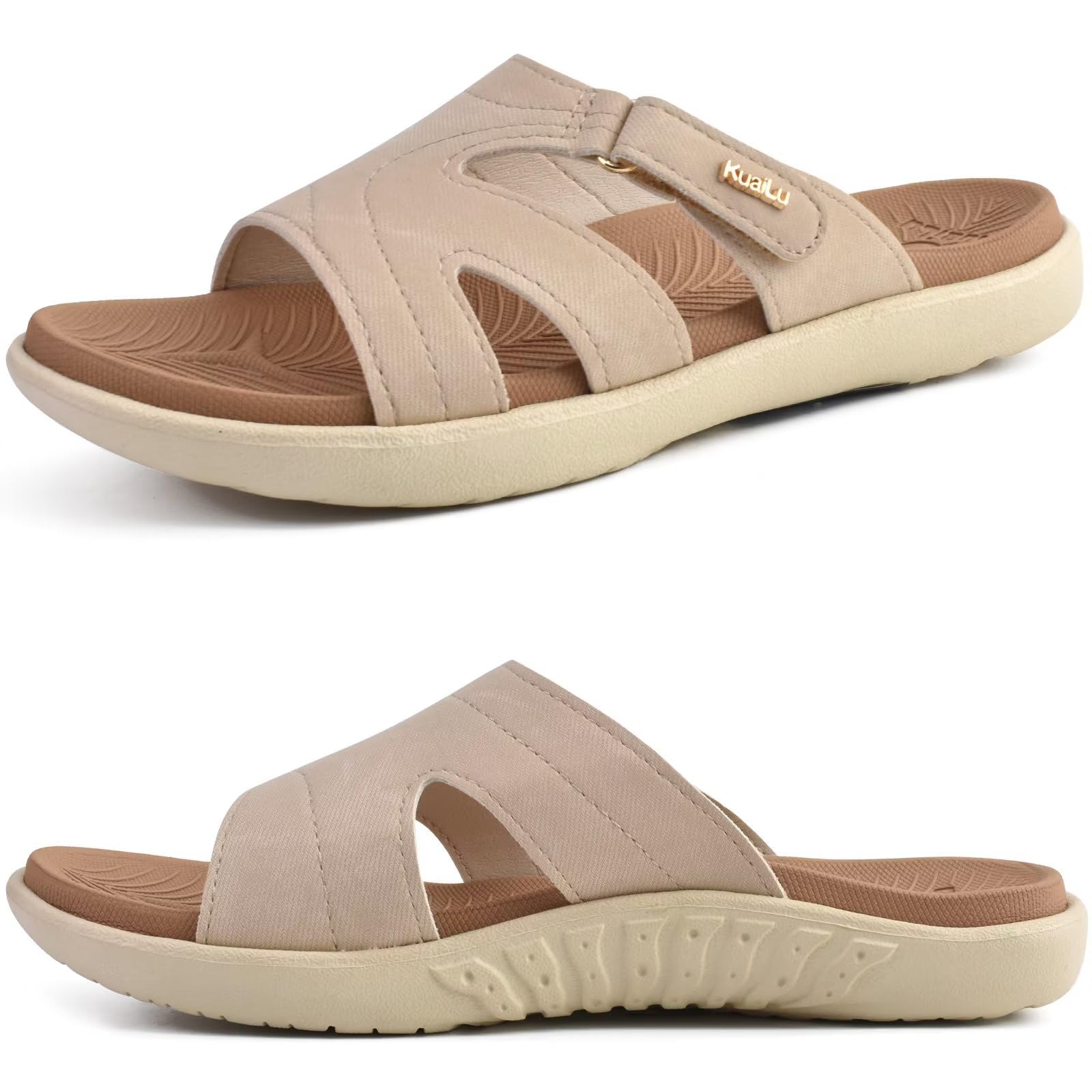 KuaiLu Womens Orthotic Slides Yoga Mat Slip on Sandals with Arch Support