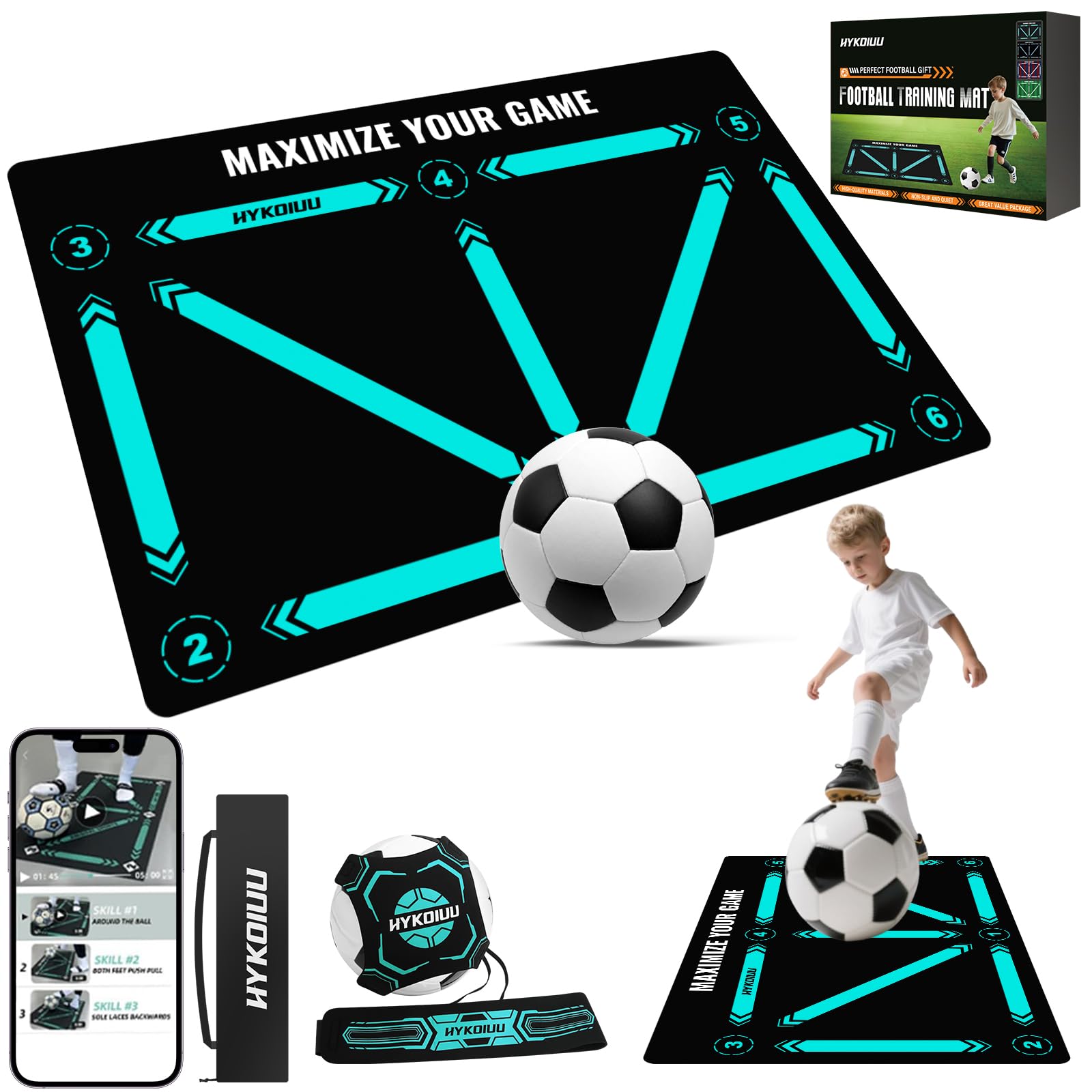 Football Training Mat with Videos for Ball Control, Dribbling and Footwork