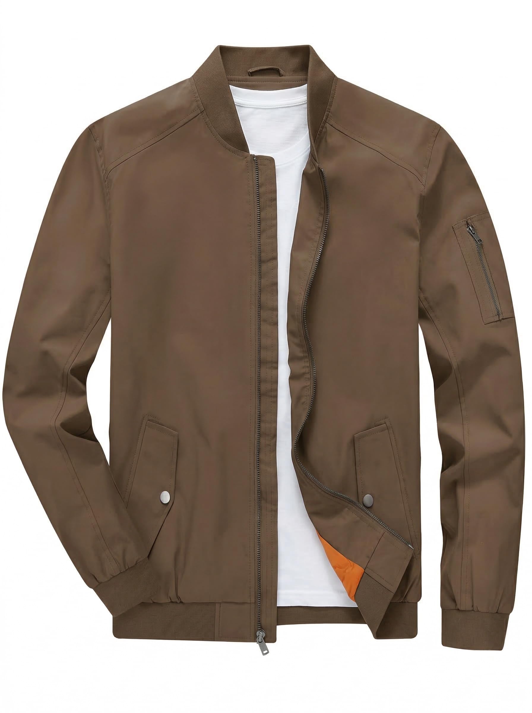 TBMPOY Men's Lightweight Bomber Jackets Light Track Jackets Casual Fall Windbrea