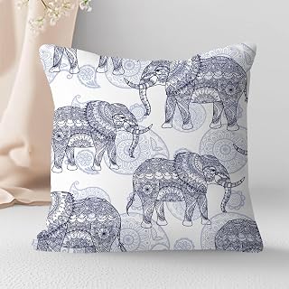 Vintage Elephant Pillow Covers 18x18 Elephant Decor Modern Decorative Throw Pillow Covers, Pillows Protectors Cushion Case Living Room Bedroom Home Decor for Sofa Bed-1