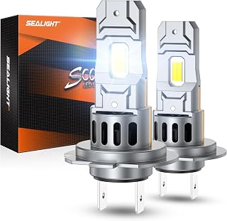 SEALIGHT 2026 Upgraded H7 LED Headlight Bulbs, 1:1 Design 105,000LM 1500% Brighter H7 LED Bulbs, 6500K Cool White H7 Halogen Replacement, Plug and Play, Non-polarity, IP68 Waterproof, Pack of 2
