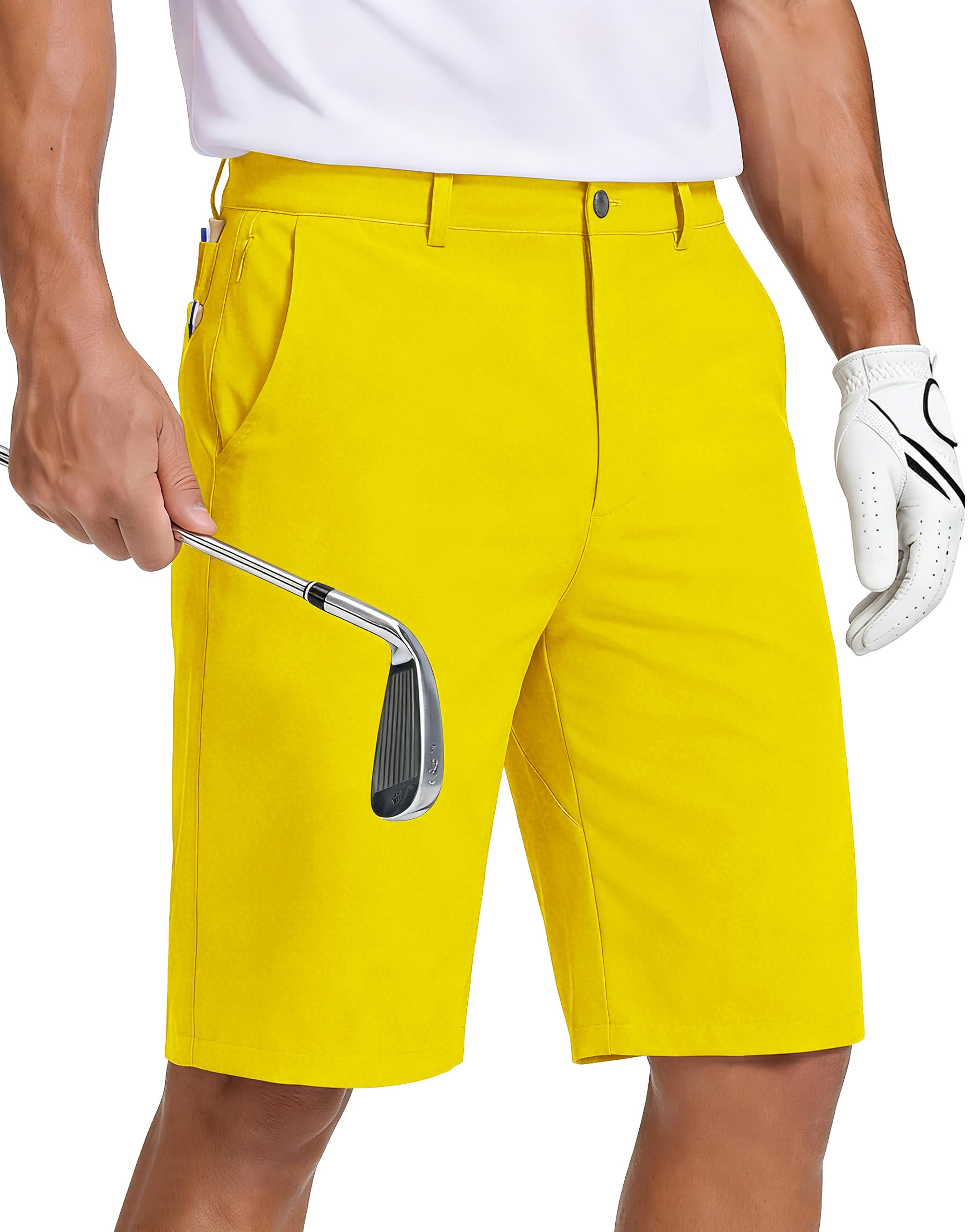 JWM Mens Golf Dress Shorts Stretch 8" & 11" Inch Inseam with Zipper Pocket
