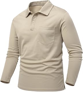 JHMORP Men's Polo Shirts Long Sleeve Quick Dry Outdoor Sport Tennis Running Golf Shirts with Collar Pocket