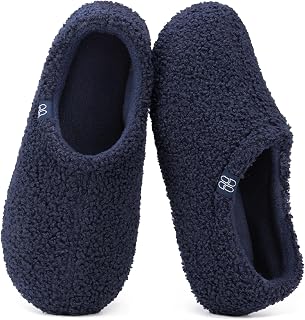 HomeTop Women's Fuzzy Curly Fur Fleece Lining Memory Foam Loafer Slippers