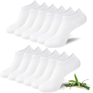 Niofind Bamboo Trainer Socks for Womens & Mens, 6 Pairs, Non Slip No Show