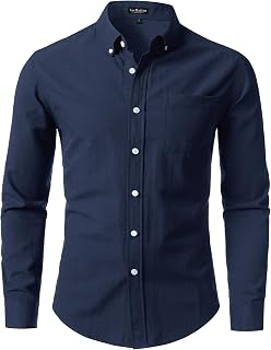 LucMatton Men's Lightweight Oxford Long Sleeve Shirt
