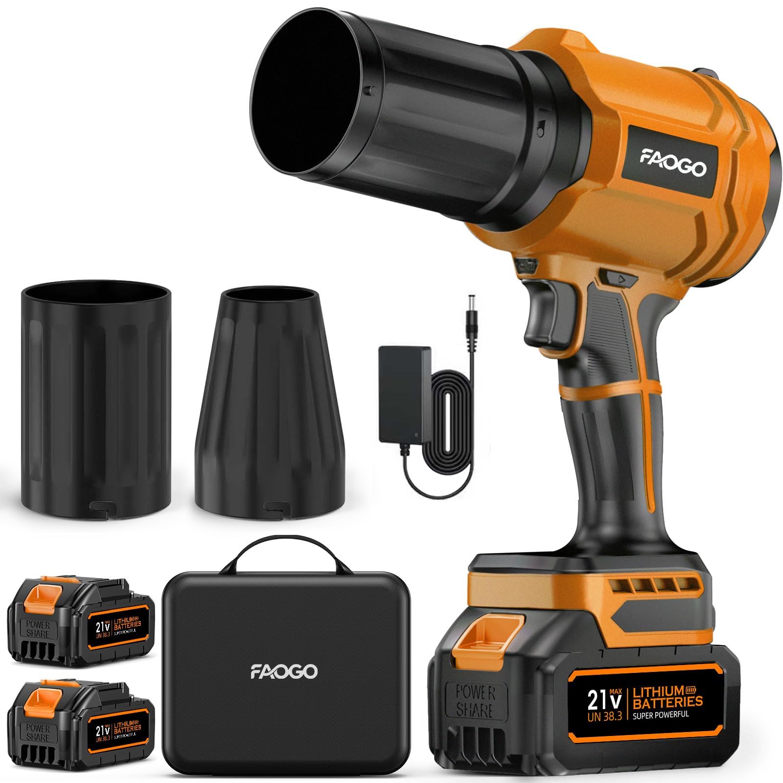 FAOGO Cordless Leaf Blower with 2 Batteries & Charger - 990,000 RPM Electric Han