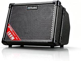 Coolmusic BP80 Battery Powered Acoustic Guitar Amplifier- Portable Bluetooth Speaker 100W, 6 Inputs,3 Band EQ,Black