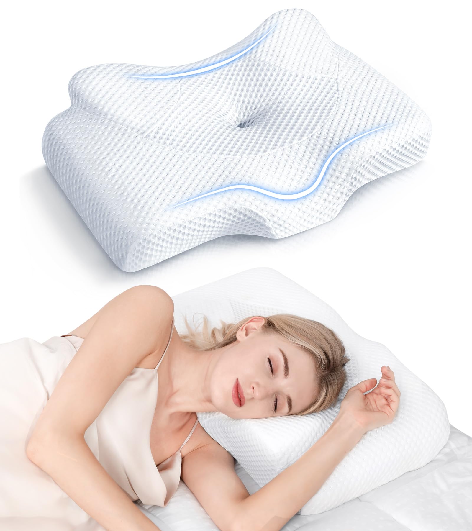 Osteo Cervical Pillow for Neck Pain Relief, Hollow Design Odorless Memory Foam P