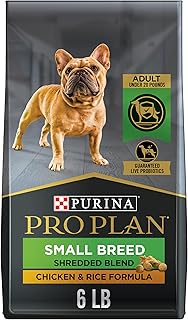 Purina Pro Plan Small Breed Dry Dog Food, Shredded Blend, 6 lb Bag | Chicken & Rice Formula small dog food with probiotics for dogs, high protein to meet needs of active adult dogs under 20 lbs