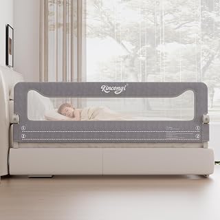 Kincongi Bed Rail for Toddlers, 71 Inch Swing Down Toddler Bed Rails | Wider U-Shape Base, Breathable Baby Bed Rail Guard for King, Queen, Full, Twin Bed Rail for Baby
