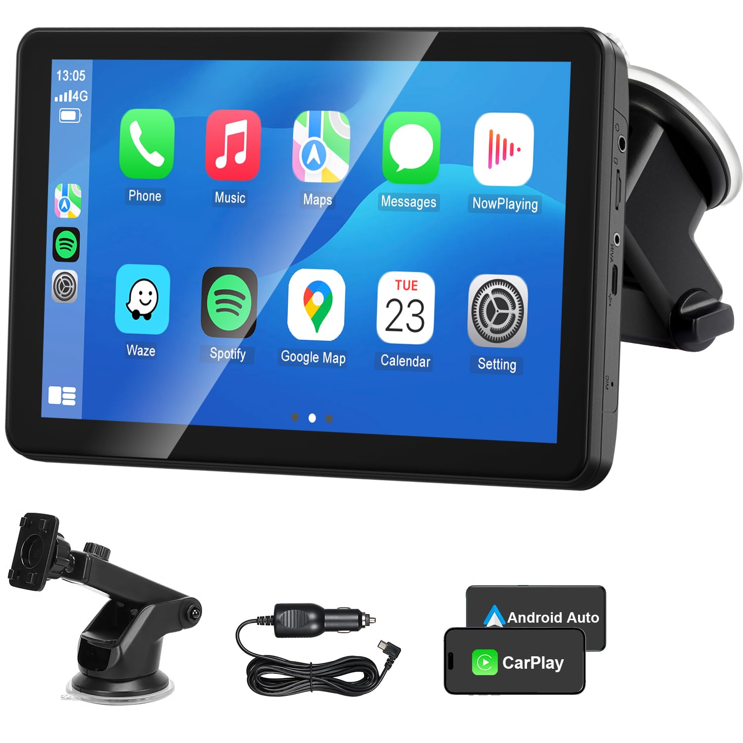 Wireless CarPlay Android Auto Screen for Car, 7" HD Touch Screen for Apple CarPl