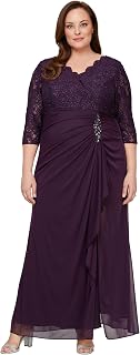Alex Evenings Abito Lungo in Pizzo Impero Vestito per Occasioni Speciali Donna (Pacco da 1)