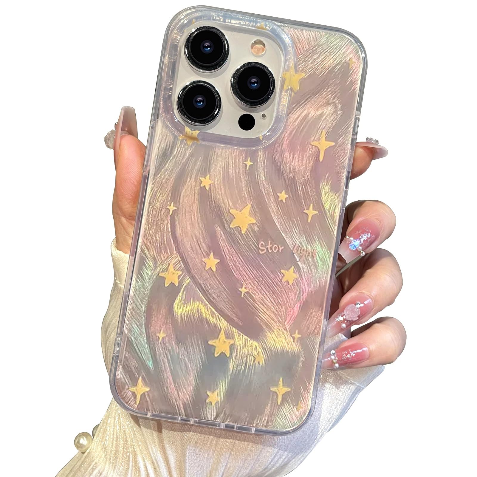 I-MGAE-IN-AR Compatible with iPhone 12/iPhone 12 Pro Case Shiny Fade Star