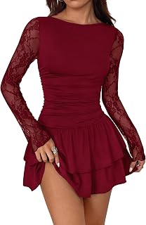 BTFBM Long Sleeve Mini Dress Casual Wedding Guest Dress Fall Clothes