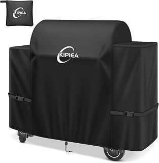 Kipiea Heavy Duty BBQ Cover for Traeger Ironwood 885, 500D Oxford Fabric Waterproof Wood Pellet Smoker Cover & Windproof Buckles, Outdoor Barbecue Covers Anti-UV, No Tear, No Fading