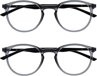 OPULIZE Met 2 Pack Blue Light Block Reading Glasses Computer Gaming Men Women, 2 Pack - Grey