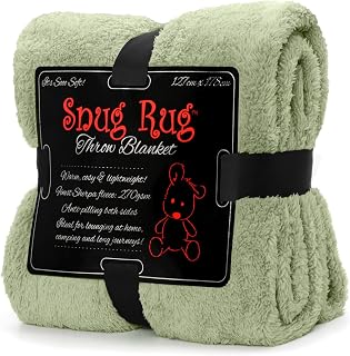 Snug Rug - Sherpa Fleece Throw Blanket, Sage Green, Fluffy Luxurious Blanket for Sofa, Warm and Soft Winter Blankets, 127 x 178 cm (50" x 70")