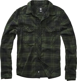 Brandit Plaid Shirt Men Cotton Shirt