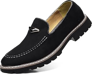 Coramtty Men Dress Loafers Vintage Suede Slip On Walking Shoes