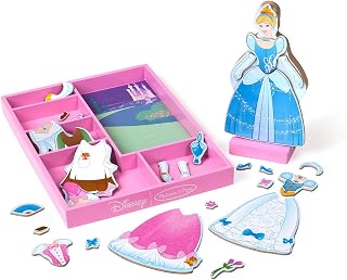 Melissa & Doug Disney Cinderella Magnetic Dress-Up Doll Play Set | 40 Pieces, Wooden Cinderella Doll, Stand, 38 Magnetic Outfits, Pretend Play Dress Up Toy, Preschool Toys for Kids, Ages 3+