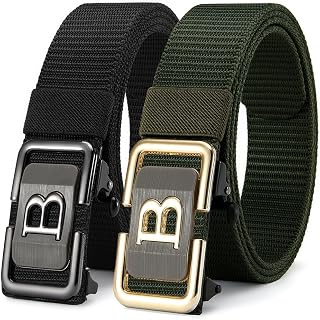 2 Pack Mens Nylon Ratchet Belt with Automatic Buckle