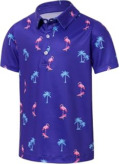RAISEVERN Boys Golf Polo Shirt 5-14 Years Short Sleeve