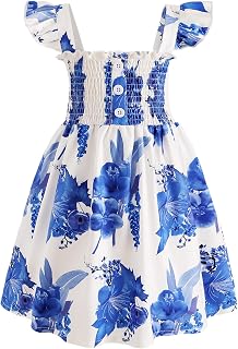 JEELLIGULAR Toddler Dress Ruffle Sleeveless Button Down Dress for Toddler Girl Dress Summer Beach Casual A-line Sundress