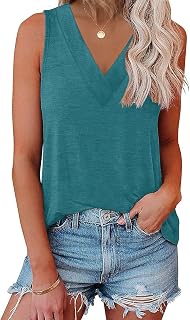 EyMuse Women Tank Tops V Neck Summer Sleeveless Tunic Casual Basic Shirts Real Tees Classic Cute Fashion Clothes