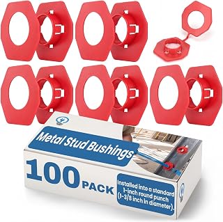 WILLBOND 100 Pcs Metal Stud Bushings, Plastic Wire Hole Protectors, Red